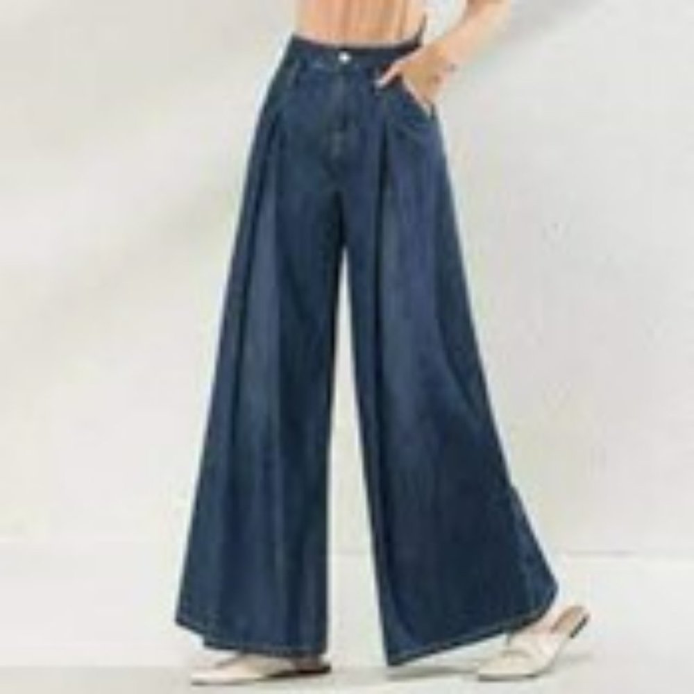 Lainthesnow High Rise Wide Leg Dark Wash Jeans Size 26